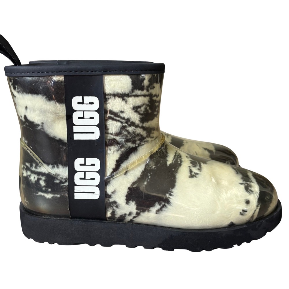 UGG Classic Clear Black Mini Marble Boot Waterproof Sz 9 Sheepskin Cozy Winter
